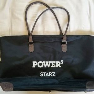 Power Black and Leather Brown Travel Carryall Bag